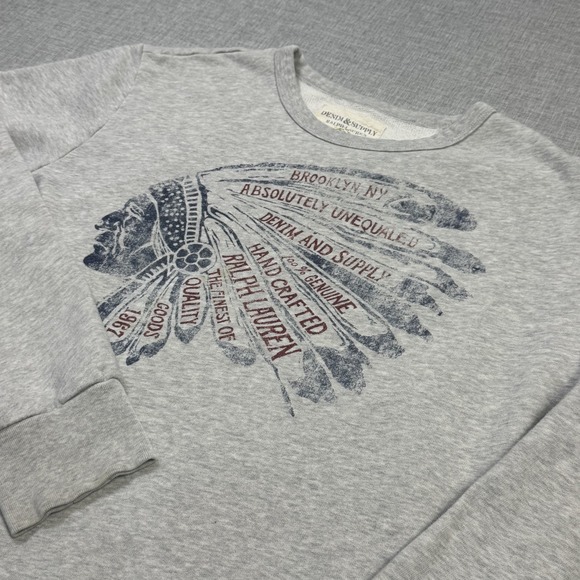 Denim & Supply Ralph Lauren Other - Denim & Supply Ralph Lauren Indian Head Chief Crew Neck Sweatshirt Mens XL Gray